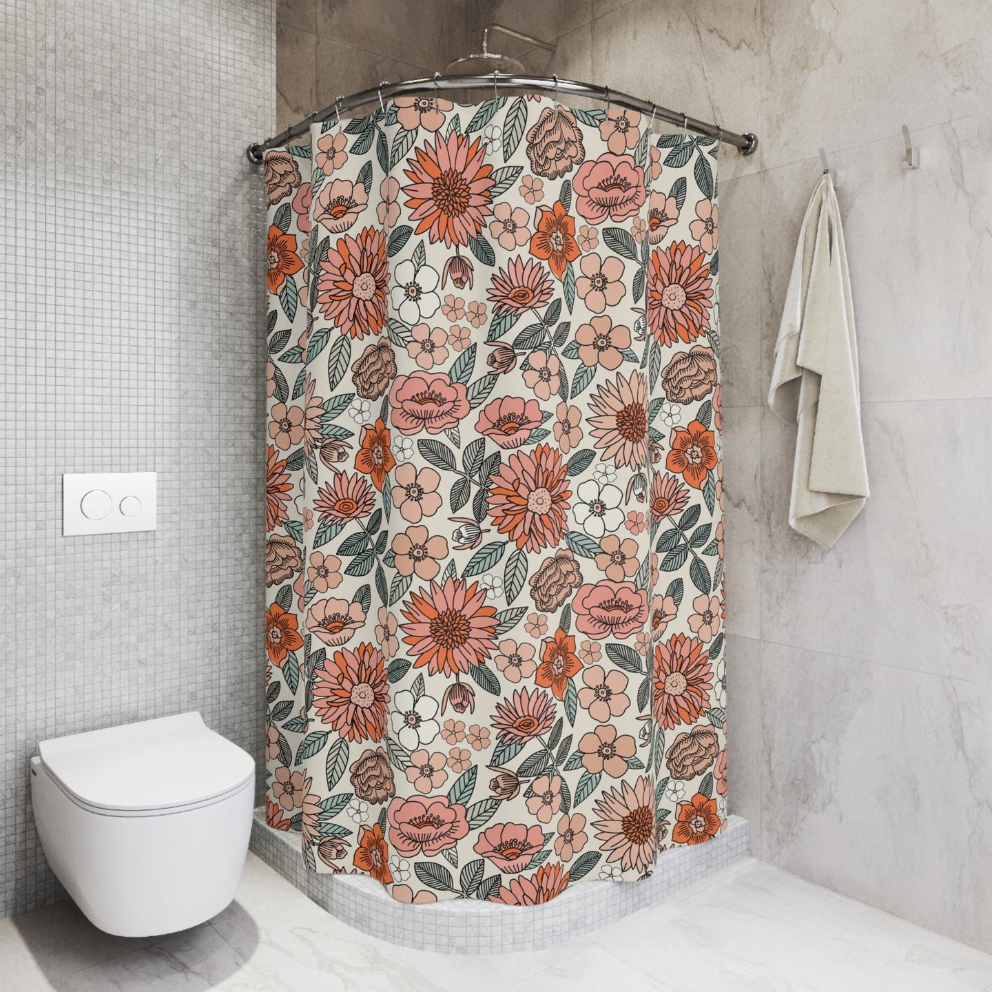 Boho Shower Curtain, shower curtain retro, shower curtain boho, custom shower curtain, vintage shower curtain, botanical shower curtain